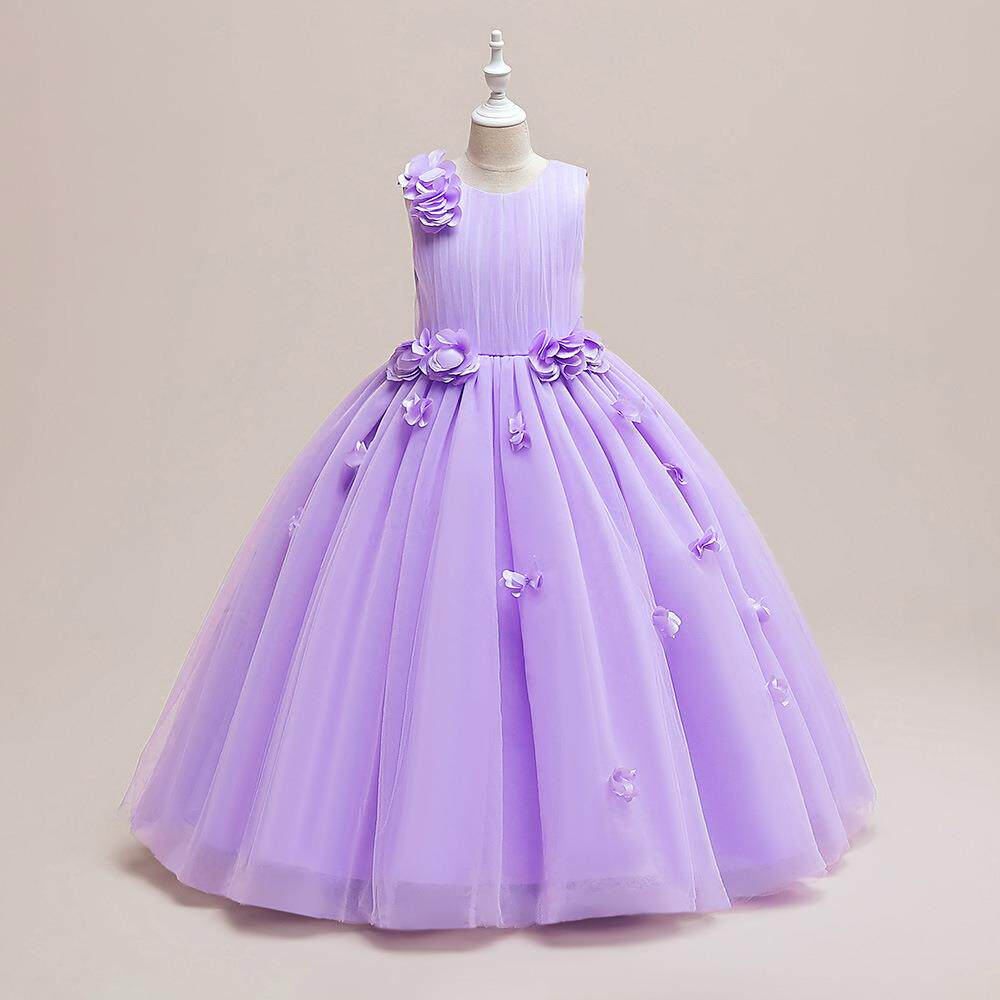 女童礼服仙气森系花瓣公主裙小女孩走秀儿童舞台演出主持人长裙定