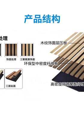 跨境MDF环保E0木条隔音板背景墙吸音材料聚酯纤维格栅木质吸音板