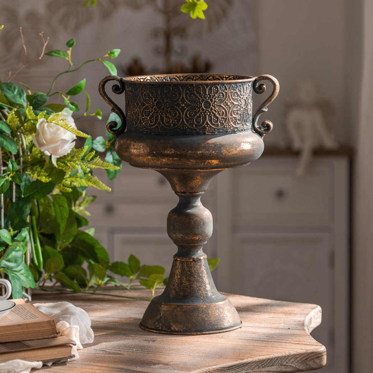 艺摆件装饰影楼浪漫做摄影花瓶奖杯工艺品仿古旧铁形状法式干花,鲜花速递/花卉仿真/绿植园艺,花盆,淘宝优惠券,粉丝福利购,淘宝优惠卷