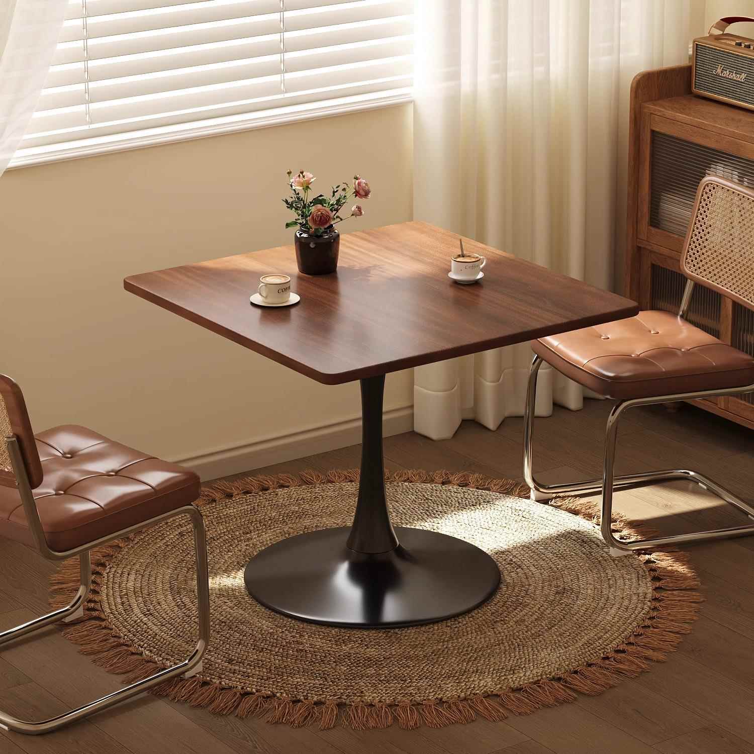 纯实木小方桌洽谈桌小户型阳台茶几桌椅休闲接待咖啡奶茶店餐饮桌