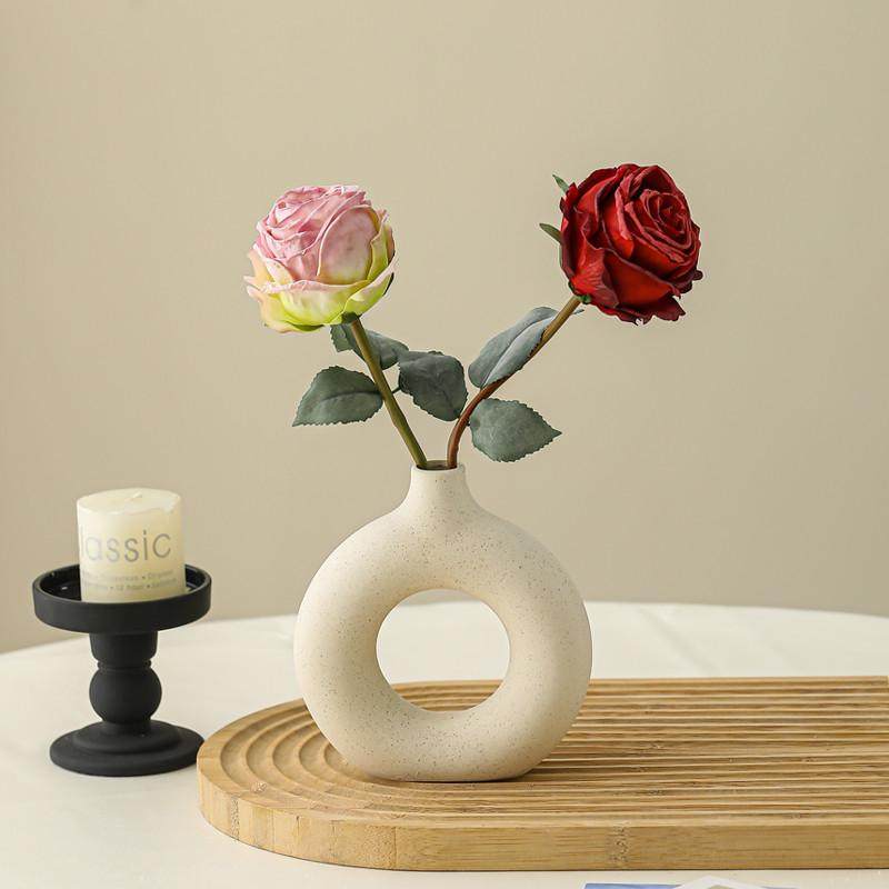 陶瓷花瓶摆件仿真洋牡丹桌面装饰假花客厅餐桌插花花束小众高级感,家居饰品,花瓶,淘宝优惠券,粉丝福利购,淘宝优惠卷