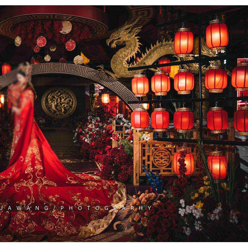 新款汉唐婚庆道具灯笼架子中式婚礼红灯笼铁艺屏风路引摆件布置