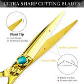 16金色数控刀头 刘海剪 美发剪刀 平剪 牙 理发剪 6.0寸FMI