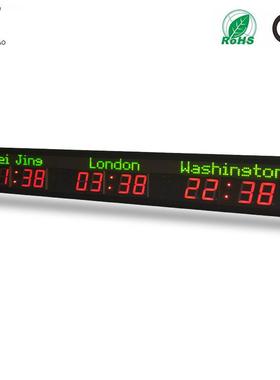 3个城市红色LED数字世界时区时钟选择时区显示电子世界钟夏令时钟