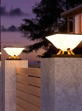 不锈钢柱头路IET灯大门太能围墙柱灯LED防水庭院阳花园方门形