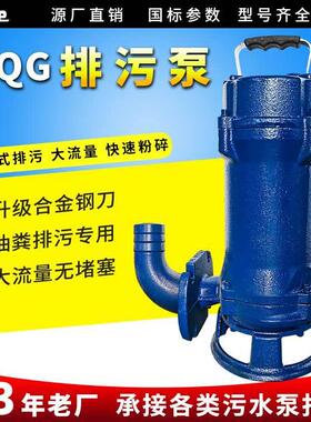 污水处理设备配套切割泵 锋利刀片切割污水循环泵WQG型切割泵厂家