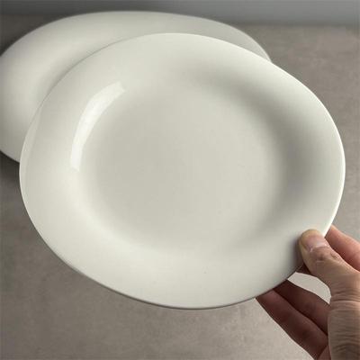 I Go Home Plate浅盘子不对称圆形陶瓷餐盘商业酒店设计白色餐具7
