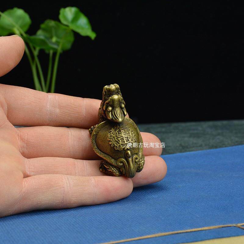 新中式古典小铜器桌面铜摆件神兽龙龟霸下文玩收藏品茶宠雅玩喜好