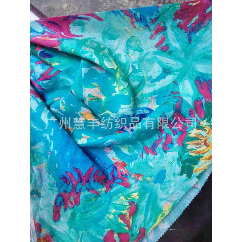 亚麻棉麻直喷女装 印花厂面料定制苎麻加工 加工印花女装数码数码