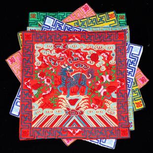 清代官服补子绣片武官一品麒麟绣花补子工艺礼品绣片鼠标垫茶杯垫