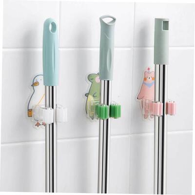 Hook Shelf-Holder Mop-Rack Sticky-Hanger Kitchen-Organizer W