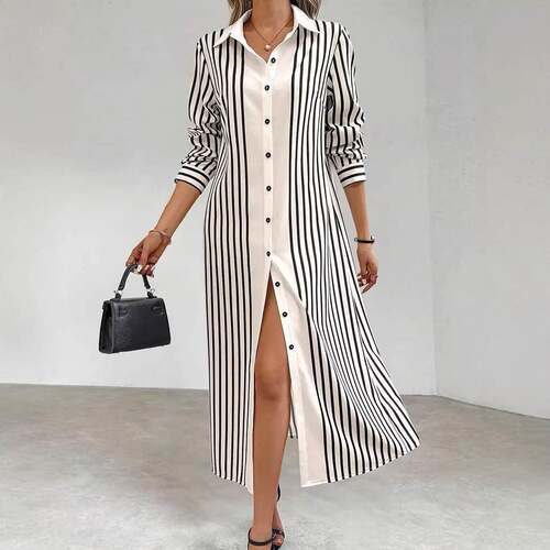 Commuter Street Fashion Casual Wear Striped Long Sleeve