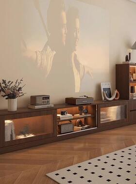 实木中古风电视柜茶几一体组合边柜客厅家用复古收纳储物柜子