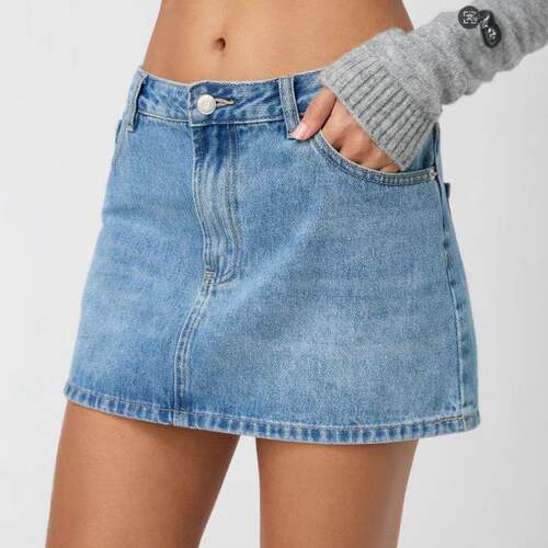 Womens Summer Denim Skorts Casual Elastic Mini Skirt for