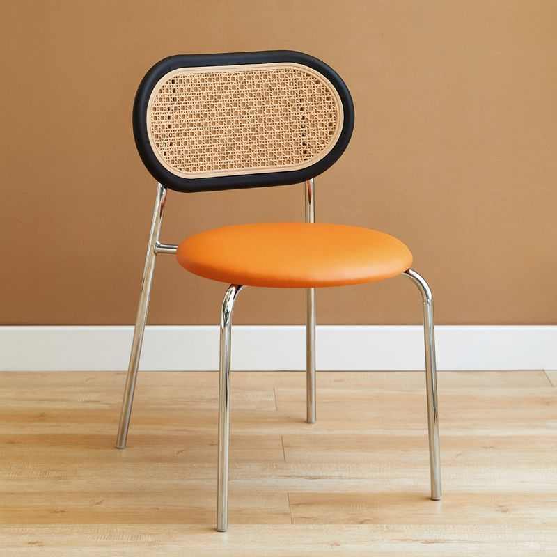 复古藤编椅子实木餐椅民宿咖啡厅铁艺靠背椅网红风休闲靠背椅