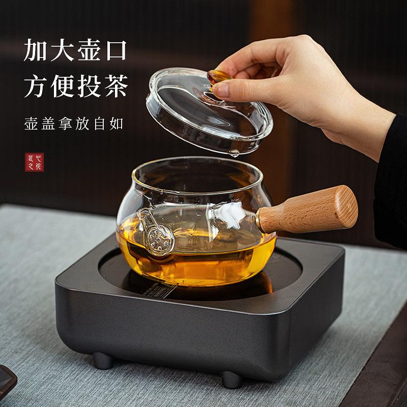 侧把玻璃煮茶壶单壶加厚办公室电陶炉烧水壶耐高温过滤泡茶壶茶具