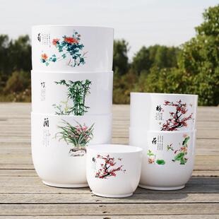 仿陶白瓷PP树脂室内盆栽花盆特大号简约碗莲多肉君子兰塑料花盆