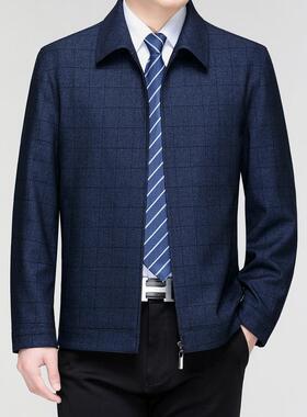 秋羊毛夹克男士中休商务闲A051-JK毛料外套年爸爸休闲高端男春装