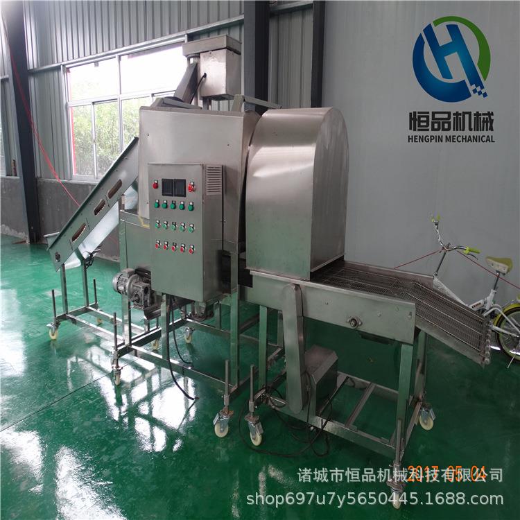 大型商用全自动杏鲍菇裹粉机器 杏鲍菇专用滚筒式上粉机 裹粉油炸