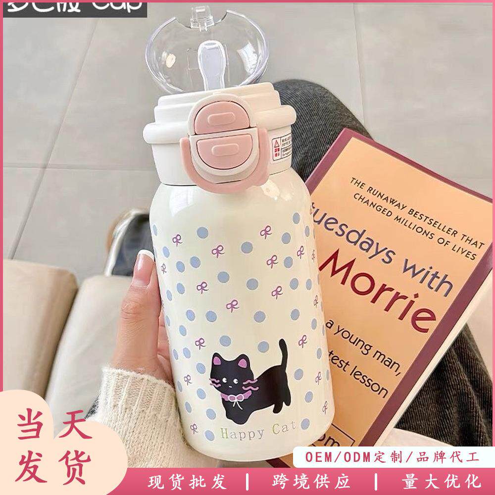 高中生初中女生水杯女款新2026保温杯ins小众吸管上学专用高颜值