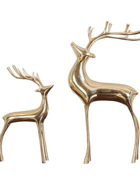 铜鹿礼品客厅装饰摆件现代轻奢创意玄关桌面电视酒柜家居装饰品