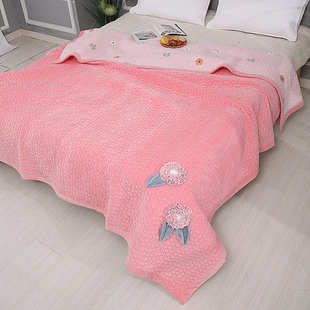 南韩家纺云丝绒床盖冬季保暖绗缝四季通用防滑榻榻米床单空调毯子