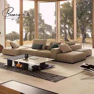 Poliform意式布艺沙发极简设计师westide模块自由组合真皮沙发