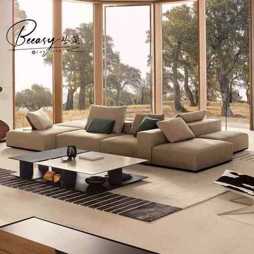 Poliform意式布艺沙发极简设计师westide模块自由组合真皮沙发