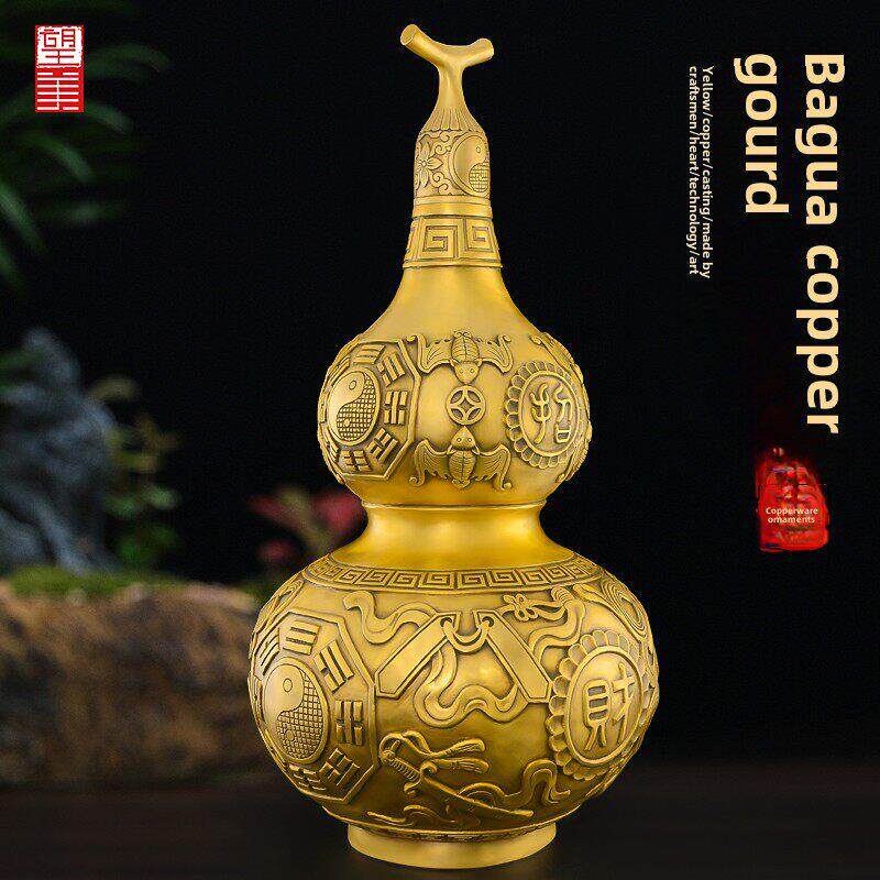 铜葫芦客厅摆件天一铜葫芦镇黄铜开盖空心八瓜葫芦屋入口工艺品