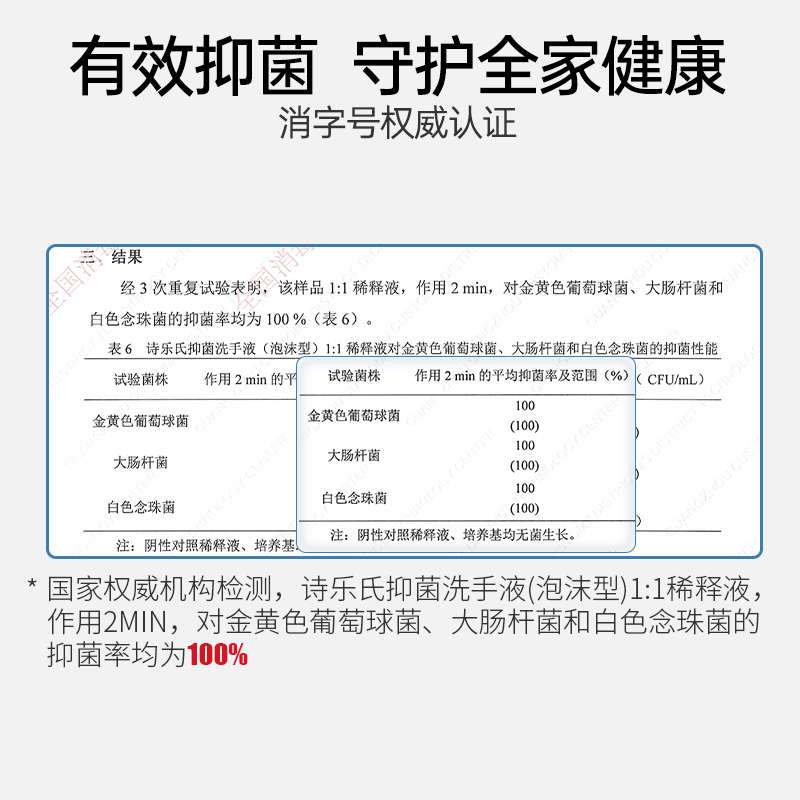 诗乐氏泡沫抑菌洗手液1L大容量按压瓶家用儿童消毒杀菌除菌补充装