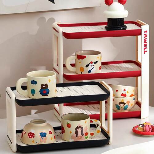 Desktop water cup holder, tea and coffee cup organizer, bar