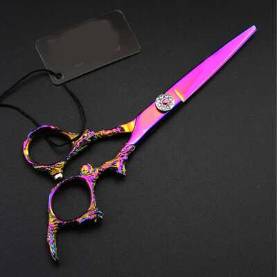 6.0寸  粉色怪龙柄 美发剪刀 理发剪 平剪  牙剪 打薄XL2-0401