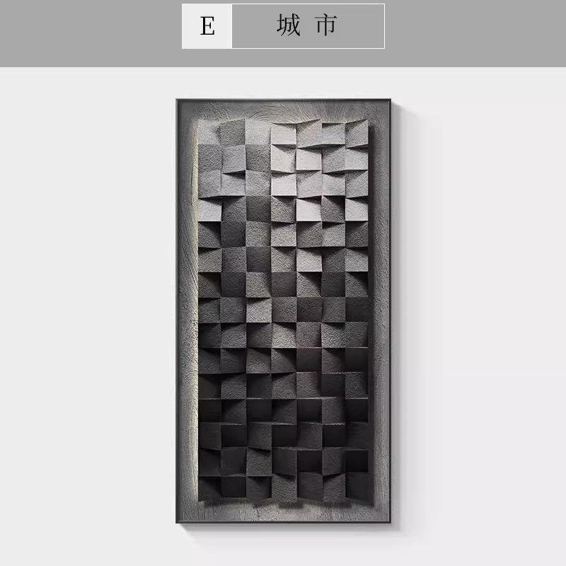 入户门玄关装饰画几何抽象壁画带led灯光画简约现代走廊过道挂画图片