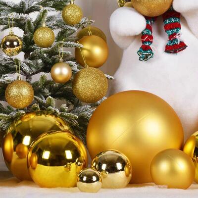 Golden Glitter Christmas Ornament Cartoon Plastic Tree Decor