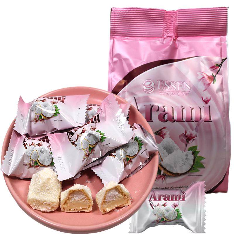 俄罗斯进口糖果唯臻农场椰蓉巧克力味糖果夹心糖袋装零食喜糖新年