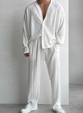 Men's suit shirt long sleeved long pants cool men's