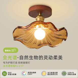 法式复古中古风走廊过道吸顶灯创意琥珀色护眼入户玄关阳台灯具