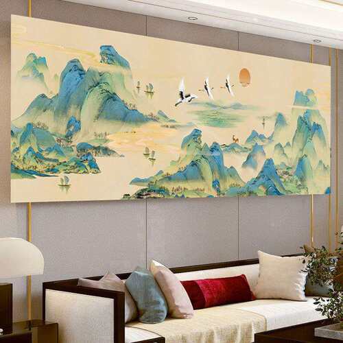 2025新款十字绣客厅卧室青绿江山图大幅山水风景自己手工线绣满绣