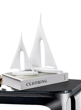 北欧一帆风顺帆船树脂摆件老板领导办公室办公桌装饰品电视柜摆设