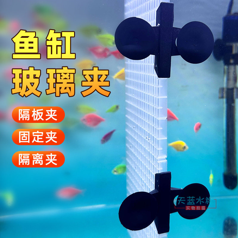 鱼缸玻璃吸盘夹隔板隔离夹水族网格板固定夹4底滤板隔断夹子6毫米