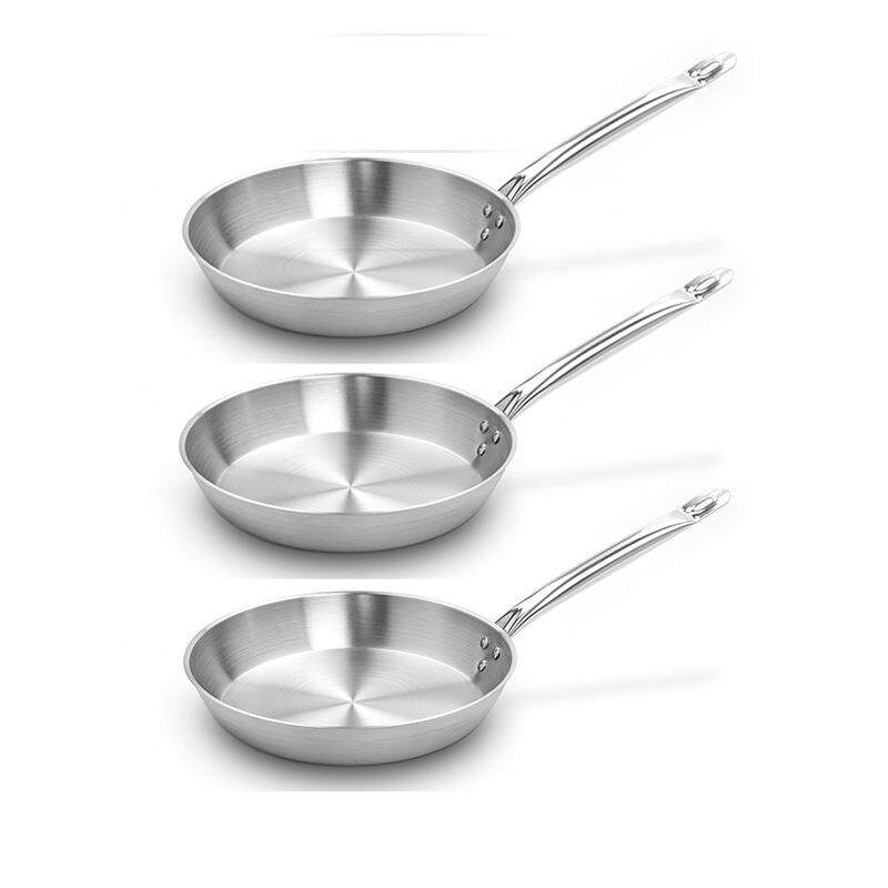 18 24 30 60cm不锈钢煎锅无涂层平底电磁炉锅煎饼牛排复底锅