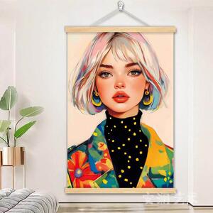 时尚美女挂画治愈系卧室床头画服装店理髲店会所客厅装饰画遮丑画