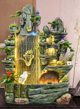 假山流水喷泉客厅水景摆件加湿器鱼池落地办公室家居装饰开业礼品