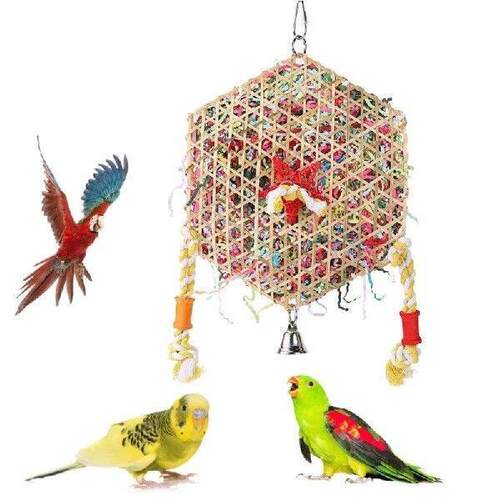 F92B Pet Bird Chew Toy Natural Rattan Shredded Paper for
