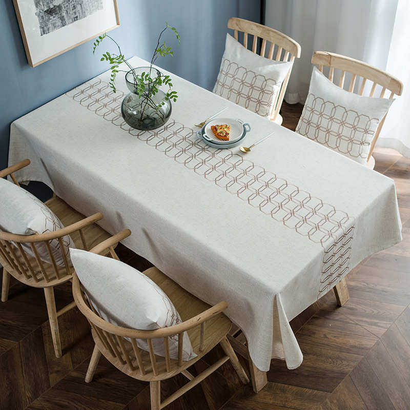 棉麻桌布布艺北欧ins风餐桌垫防水免洗长方形茶几台布绣花小清新,居家布艺,椅套/椅垫,淘宝优惠券,粉丝福利购,淘宝优惠卷