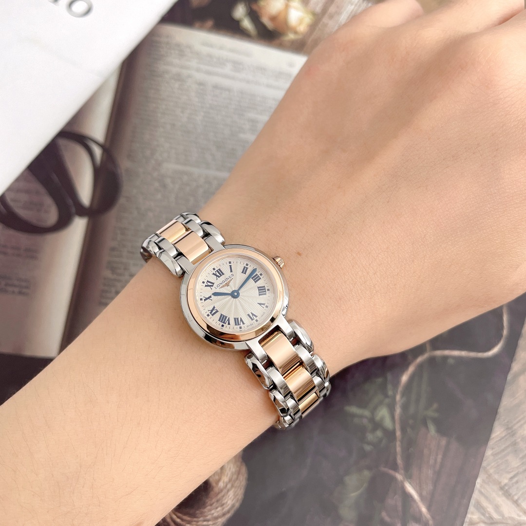 特价款[9.8新]浪琴优雅系列18K玫瑰金精钢石英女表L8.109.5.78.6