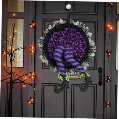 Halloween Witch Hat Leg Door Wreath Halloween Wreath Door Ha