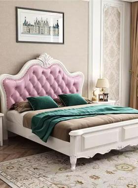 白色欧式物木床1.8双人床轻奢欧式软包m现代简约主卧美式软包公实