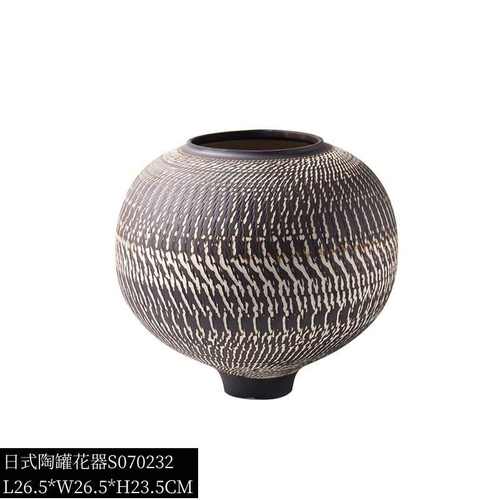 器插花日式侘样板间寂摆件软风花瓶装饰品家居中古陶罐陶瓷售楼处