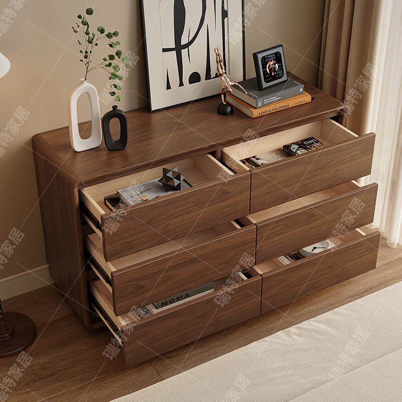 胡桃色卧室斗柜五斗柜整体橱柜客厅八斗柜床大容量实木框抽屉柜收